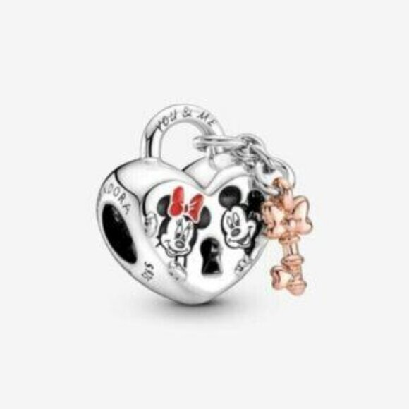 Pandora Disney Mickey Mouse & Minnie Mouse Padlock Charm - Picture 1 of 4